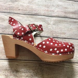 Cape Clog Red and White Polka Dot Mary Janes